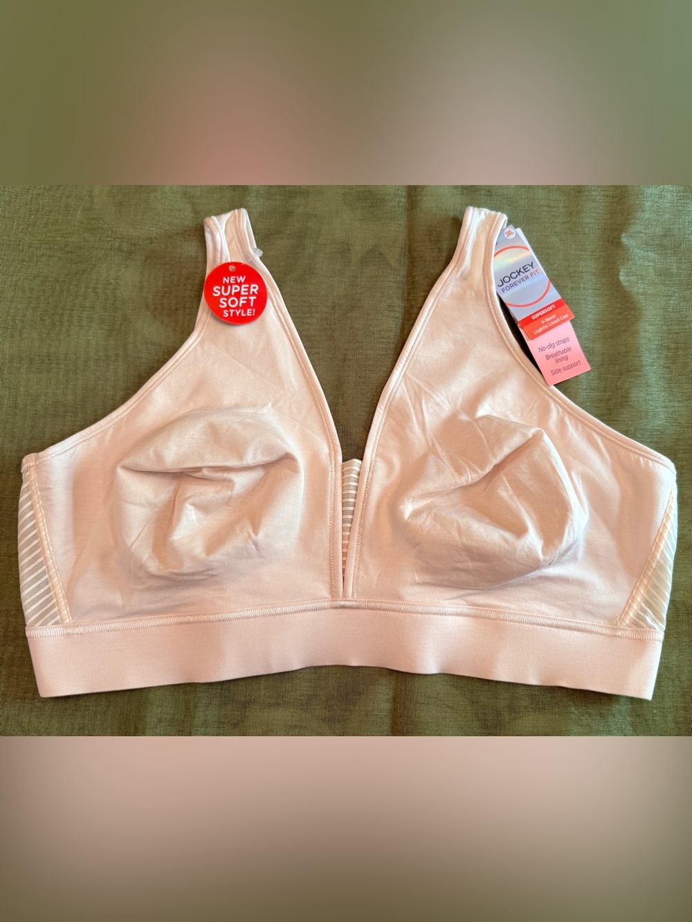 Jockey Forever Fit Supersoft Lightly Lined V-Neck Bra - Blush (Size 3 XL)